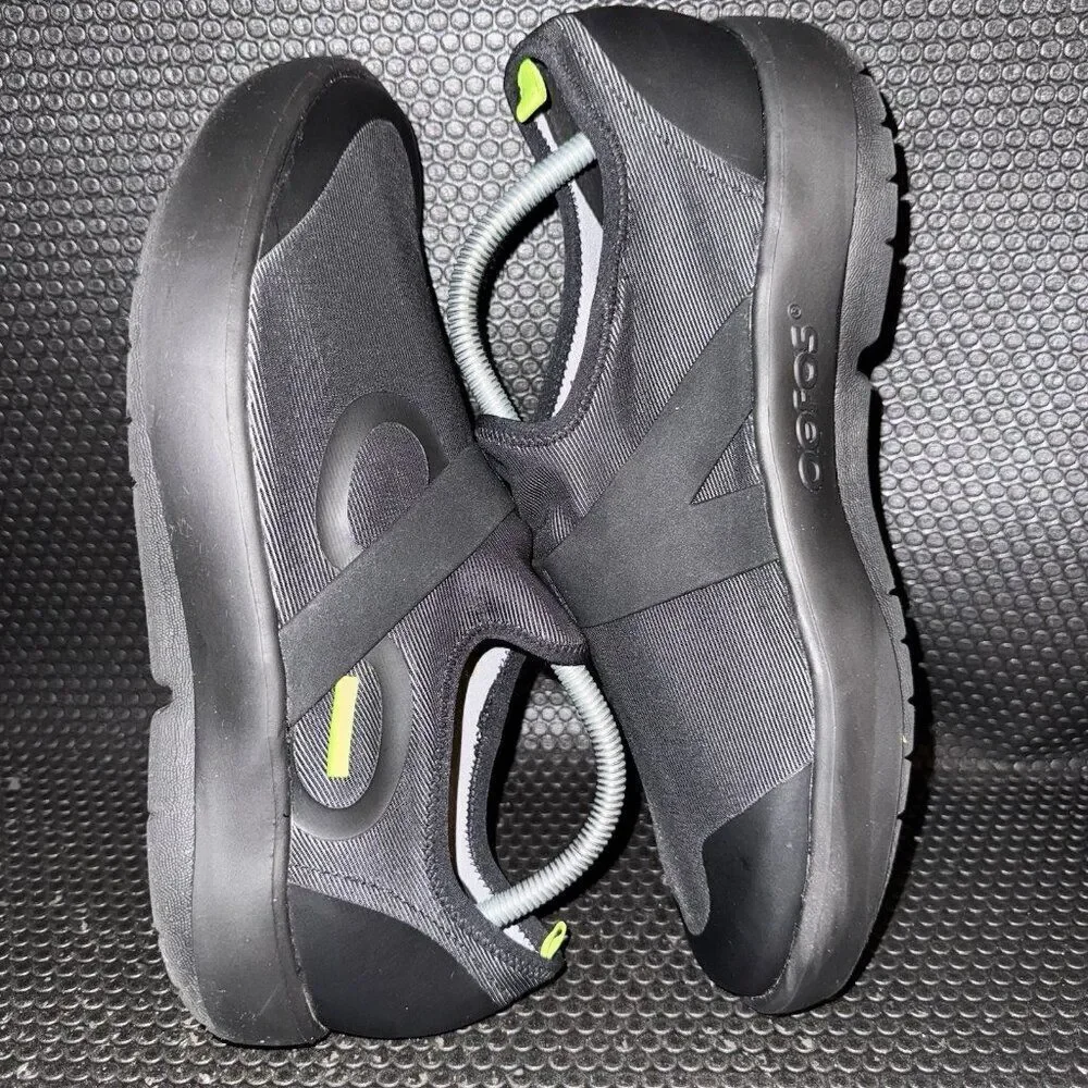 Oofos OOmg Fibre Low Black Gray Slip On Comfort Sneakers Shoes Men’s Size 10.5